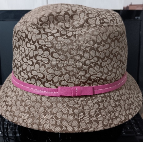 Coach Other - Coach Brown Patterned Bucket Hat with Pink Band kids